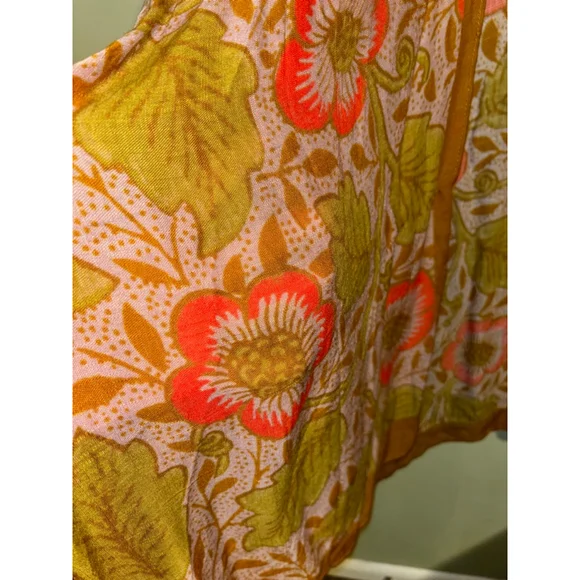Women's ONEDDER Floral Kimono Olive Green Coral OS - Picture 3 of 6